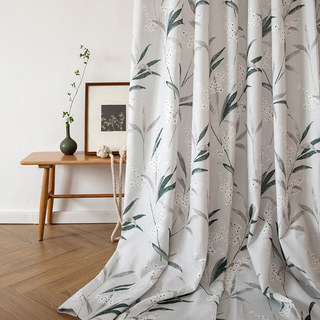 Faire entrer le jardin à l'intérieur Rideau de style Jute floral en Bambou Gris Clair