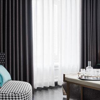 Ondulations Douces Super Épais Rideau Bicolore Gris Foncé 100% Anti-Lumière 4