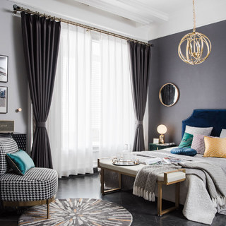 Ondulations Douces Super Épais Rideau Bicolore Gris Foncé 100% Anti-Lumière 3