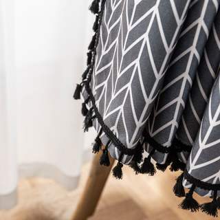 Shard Mid Century Moderne Charcoal Gris Chevron Rideau du Herringbone 18