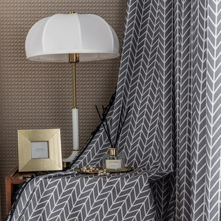Shard Mid Century Moderne Charcoal Gris Chevron Rideau du Herringbone 2