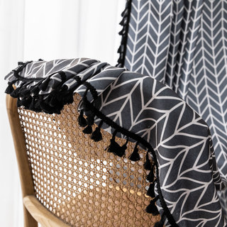 Shard Mid Century Moderne Charcoal Gris Chevron Rideau du Herringbone 17