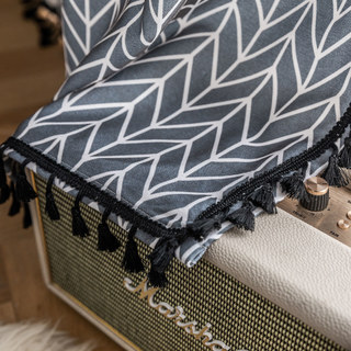 Shard Mid Century Moderne Charcoal Gris Chevron Rideau du Herringbone 16