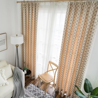 Lignes Perlées Brun Clair Pois et Rayures Rideau Chenille 8