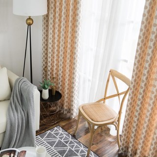 Lignes Perlées Brun Clair Pois et Rayures Rideau Chenille 7