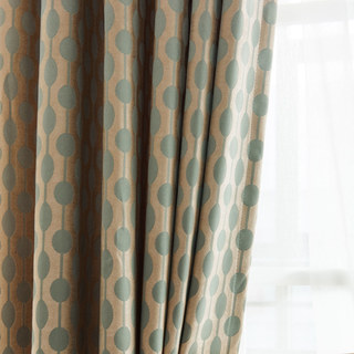 Lignes Perlées Pastel Vert Pois et Rayures Rideau Chenille