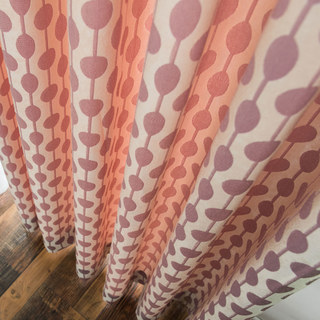 Lignes Perlées Rose Pâle Violet Pois et Rayures Rideau en Chenille 5