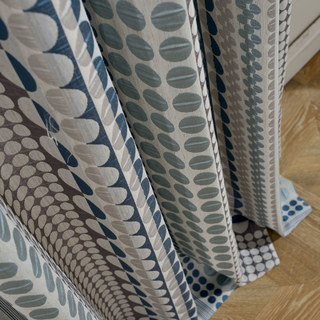 Passionné(e) par les pois Modern 3D Jacquard Bleu & Gris Motif géométrique Rideau 6