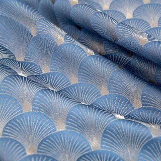 La Couronne des Années Folles Luxe Art Déco Coquillage Motif Turquoise & Argent Rideau