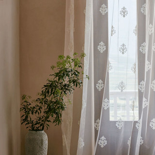 Neoclassique Design Damas Blanc Brodé Rideau Voile Transparent 3