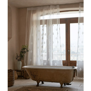 Neoclassique Design Damas Blanc Brodé Rideau Voile Transparent 10