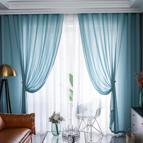 Sundance Texturé Rayé Bleu Marine Voilage Semi-Transparent 1