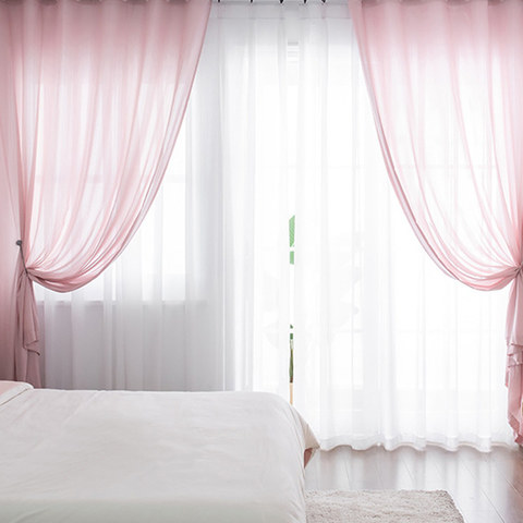 Sundance Texturé Rayé Rose Rideau Semi-Transparent 1