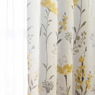 Faire entrer le jardin à l'intérieur Rideau de style jute floral crème jaune