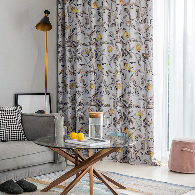 Harvest & Bird Rideau floral multicolore jaune gris occultant 1