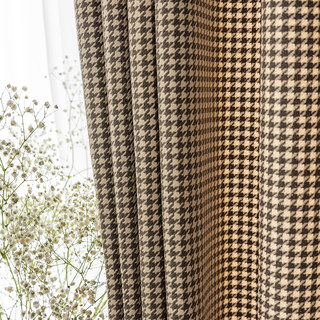 Rideaux occultants à motif pied-de-poule marron beige