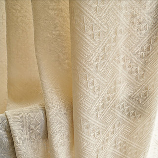Rideau en voile semi-transparent, lourd, couleur crème, à motif croisé, mélange de coton tricoté tissé