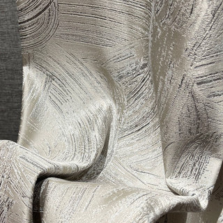 Impressionist Strokes Luxe Jacquard Rideau Champagne avec Détails Argentés 3