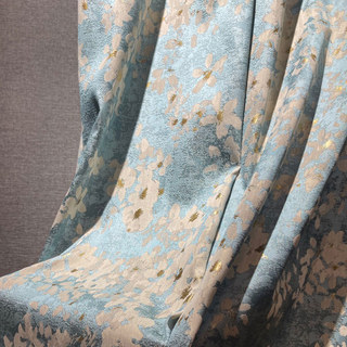 Esprit Printanier Rideau Floral Bleu & Blanc avec Détails Dorés 2