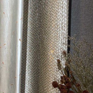 Champ de Gold Luxe Jacquard Grain Motif Rideau Mocha avec Détails Dorés 2