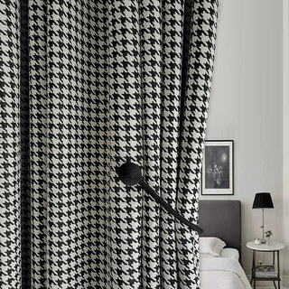 Houndstooth Motif Noir et Blanc Rideau Occultant