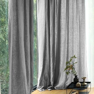 Wabi Sabi Pure Lin Flax Voile Gris Clair Rideau 3