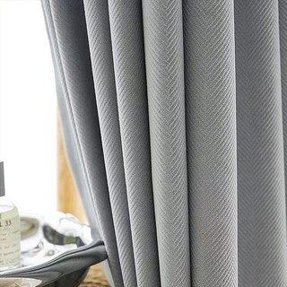 Sunnyvale Herringbone Gris cendré Rideaux occultants en velours texturé