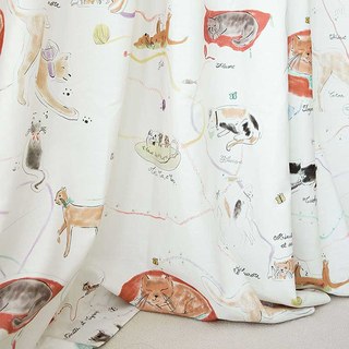 Magnifique Rideau Imprimé Chats Dessinés à la Main Wonderful Life 3
