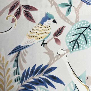 Jungle Mingle Singe et Perroquet Pastel Vert Floral Rideau en Velours