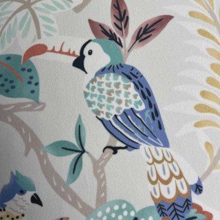 Jungle Mingle Singe et Perroquet Pastel Vert Floral Rideau en Velours