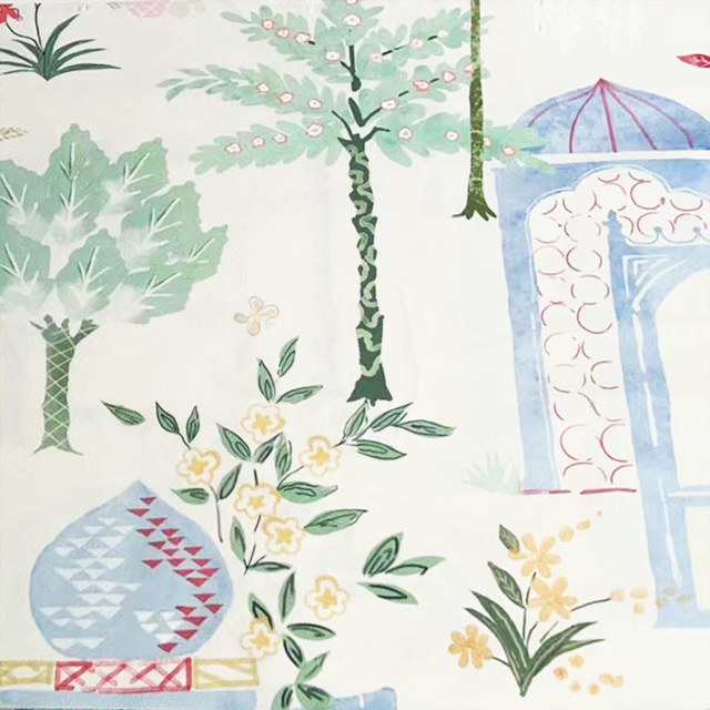 Jardin Perse Dôme Bleu Rideau de Velours Floral 1