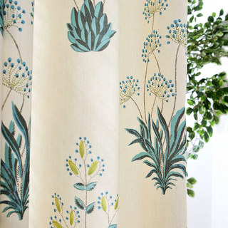 Springfield Turquoise et Vert Imprimé Floral Rideaux
