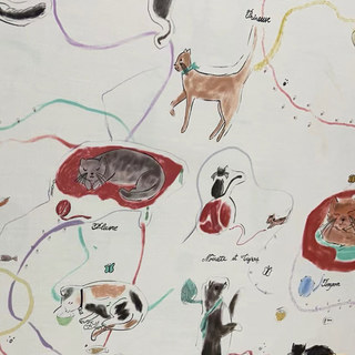 Magnifique Rideau Imprimé Chats Dessinés à la Main Wonderful Life 9