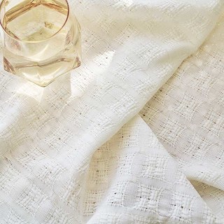 Rideau en voile lourd à motifs tissés en coton mélangé blanc 2