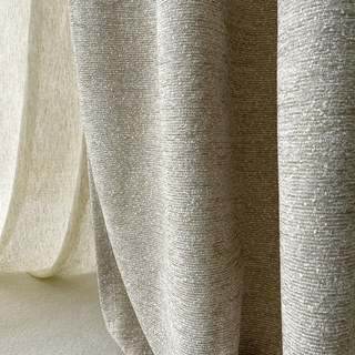 Glame Luxe Crème Moka Rideau Chenille à Rayures Horizontales