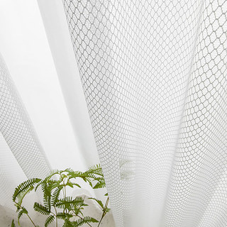 Enchevêtré Diamant Grille Ivoire Blanc Rideau Voilage