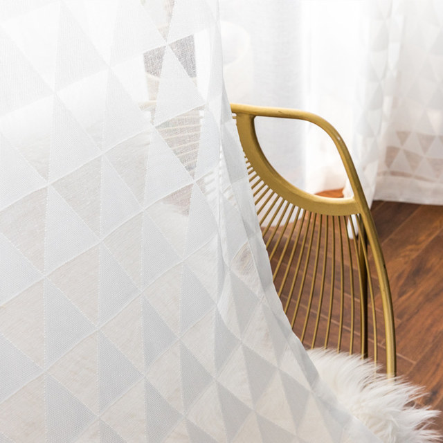 Dimension Romantique Ivoire Triangles Géométrique Rideau Voile 1