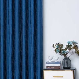 Surf 3D Jacquard à motifs de vagues bleu marine froissé Rideau