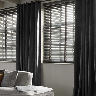 Exquis ride mat luxueux rideau noir anthracite en chenille 2