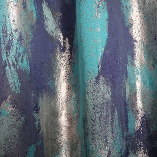 Éblouissante Broderie Luxe Jacquard Turquoise & Bleu Rideau Abstrait 4