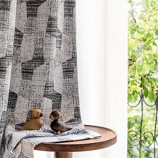 Modern Twist Noir et Blanc Chenille Occultante Rideau Géométrique