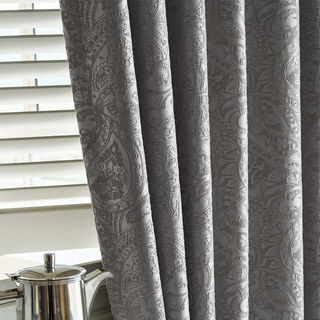 Enchantant Paisley Luxe Jacquard Gris Rideau Occultant 3