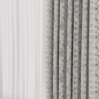Enchanting Patchwork Luxe Jacquard Gris Perlé Rideau Géométrique 3