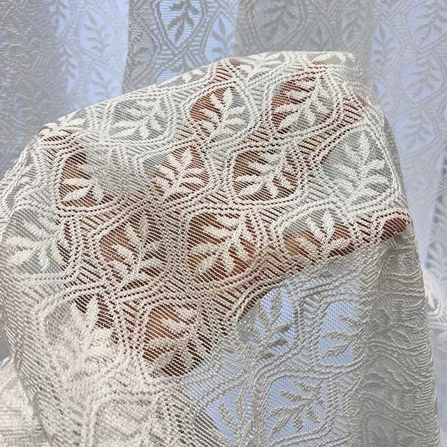 Magical Leaves Ivoire Blanc Rideaux en Dentelle et Voile 1