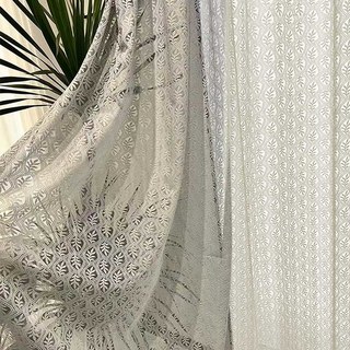 Magical Leaves Ivoire Blanc Rideaux en Dentelle et Voile 3