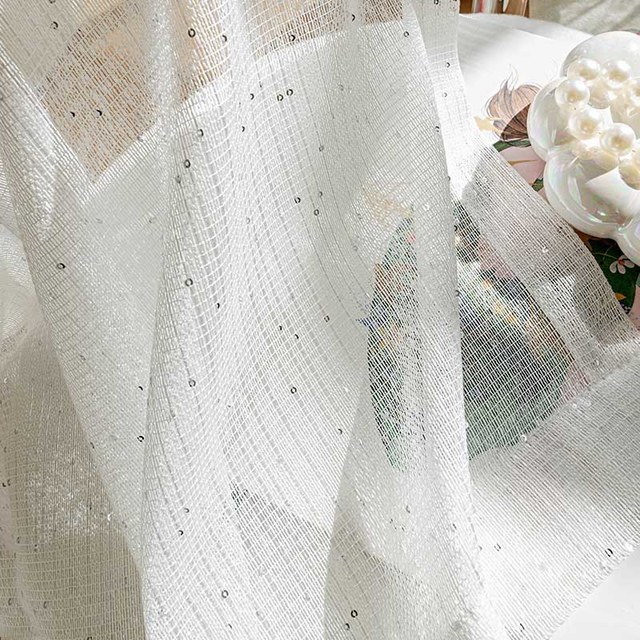 Starlet Argenté à Sequins Blanc Ivoire Rideau en Tulle 1