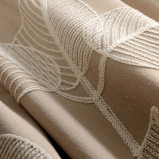 Feuilles d'automne brodées rideau marron clair mocha 3