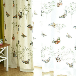 Jardin de Papillons Brodé Floral Organza Voile Rideau 3