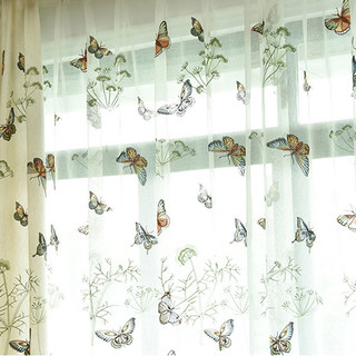 Jardin de Papillons Brodé Floral Organza Voile Rideau 2