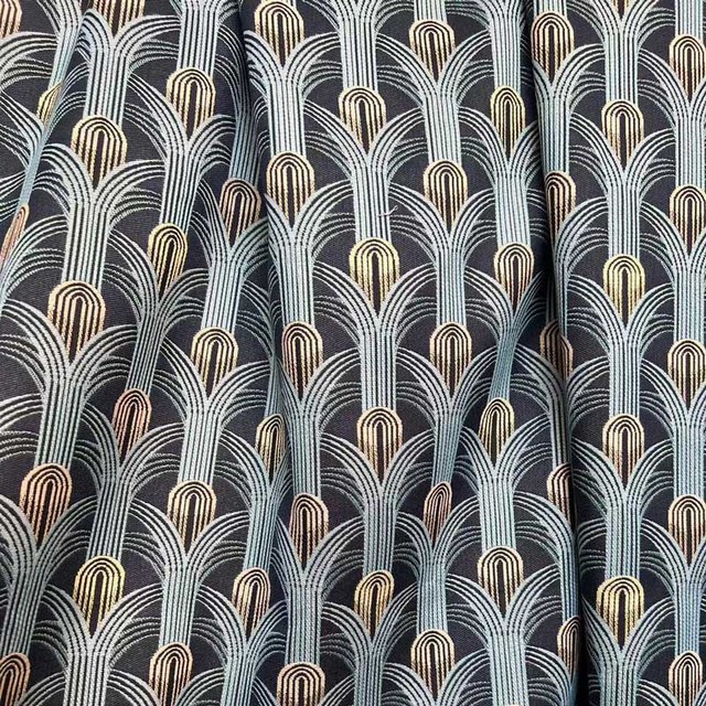 Rideaux géométriques glamour bleu vert et or rétro Art Déco 1